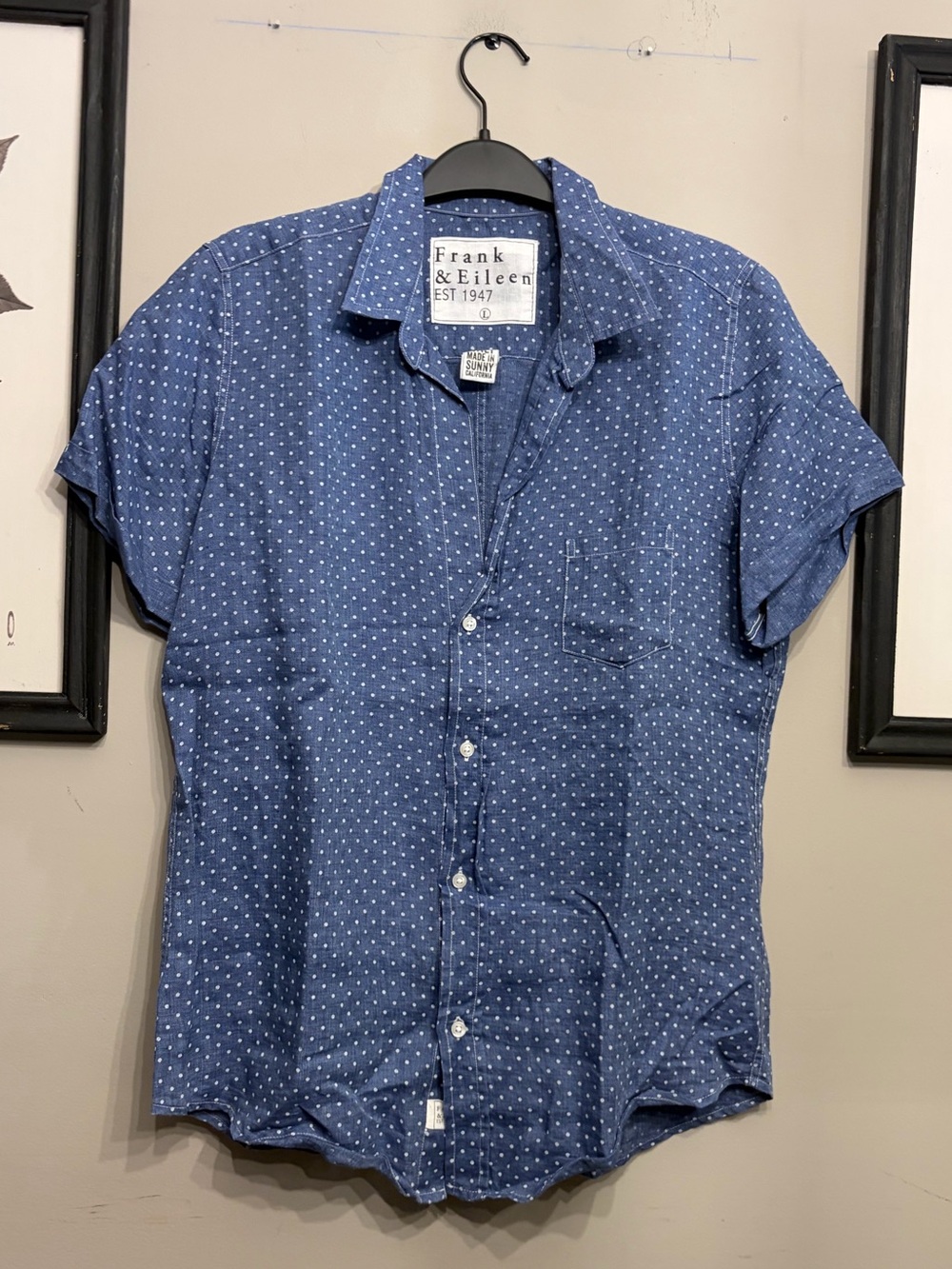 Frank & Eileen Linen Short Sleeve Button Up Size L